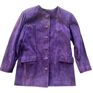 Vintage 90's Bettini Rizzi Custom Purple Suede Mid Length Jacket Size Medium
